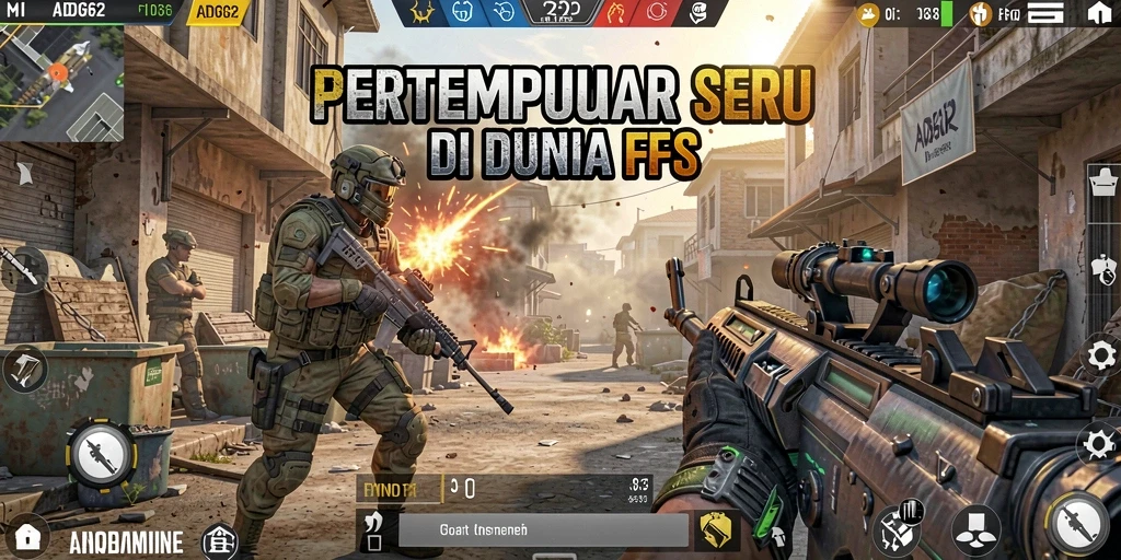 Screenshot gameplay intens dengan aksi tembak-tembakan seru.