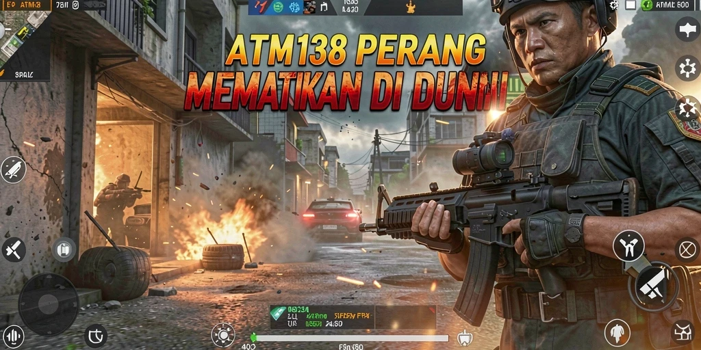 Screenshot gameplay ATM138 menampilkan aksi tembak menembak yang mendebarkan.