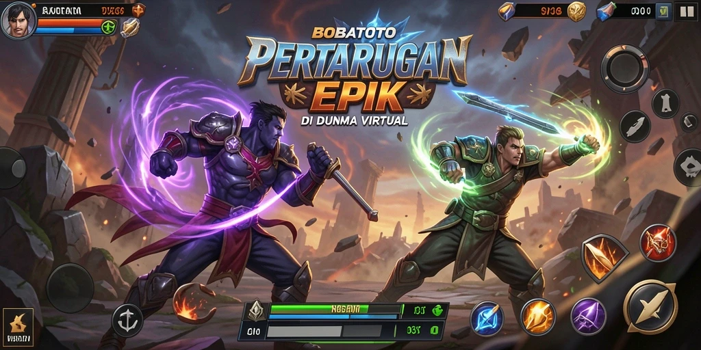 Screenshot dari gameplay BOBATOTO yang menampilkan pertarungan yang intens.