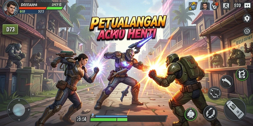 Screenshot utama D73 menampilkan aksi gameplay yang menghentak!