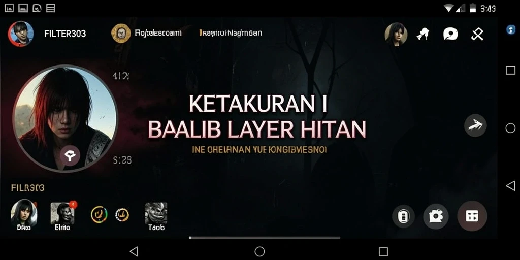 Tangkapan layar utama FILTER303 menunjukkan momen menegangkan dalam suasana gelap.