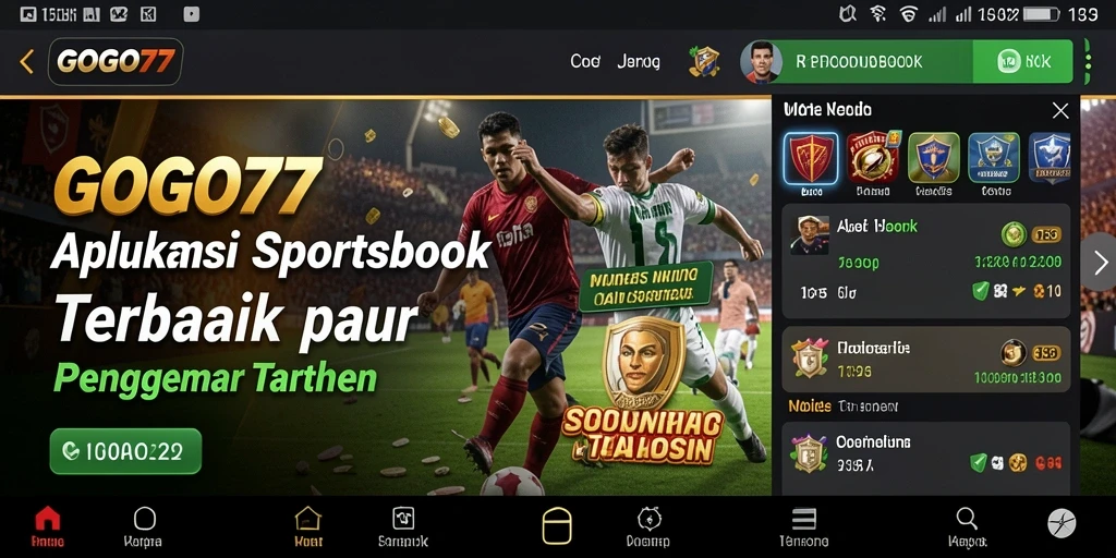 Tampilan menarik dan gameplay seru dalam aplikasi Sportsbook.