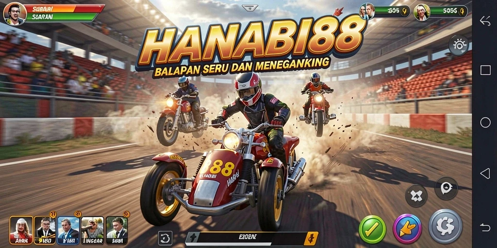 Tampilan gameplay meningkatkan adrenalin balapan di HANABI88.