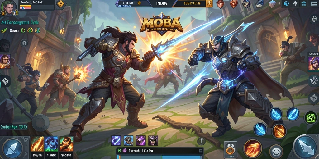 Tampilan gameplay seru dalam IND89 dengan aksi MOBA yang mendebarkan.