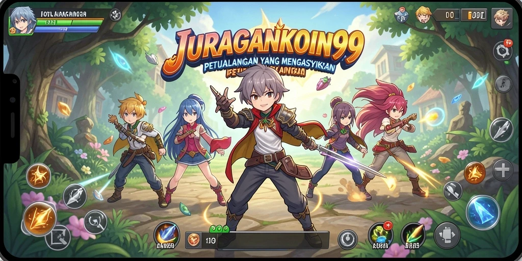 Tampilan gameplay seru dari JURAGANKOIN99 dengan karakter Anime yang menarik.