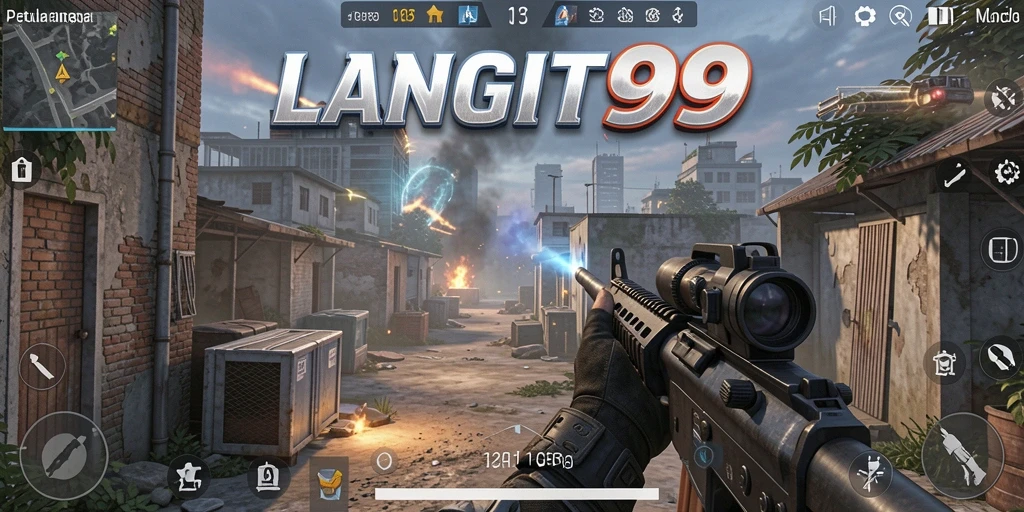 Tangkapan layar menunjukkan aksi seru dalam gameplay FPS LANGIT99.