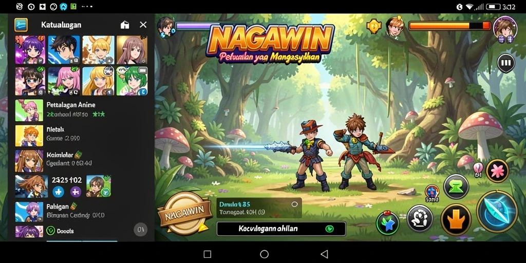 Screenshot menampilkan pertempuran seru dalam dunia NAGAWIN.