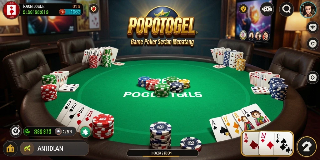 Tampilan gameplay seru dari permainan poker POPOTOGEL.