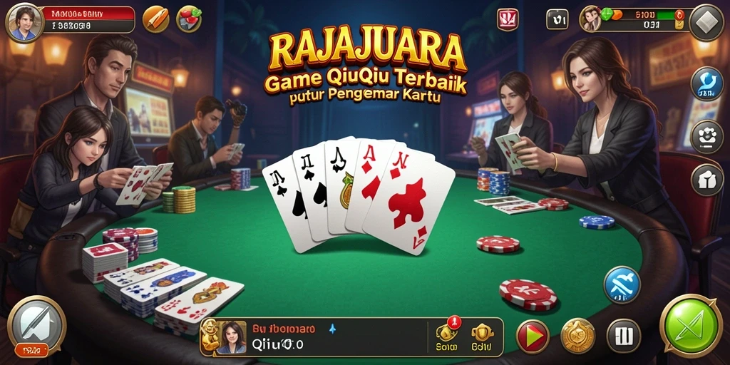 Tampilan gameplay seru RAJAJUARA dengan kartu QiuQiu.