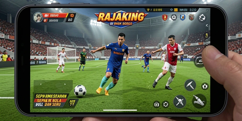 Tampilan grafis menarik dalam permainan sepak bola RAJAKING.